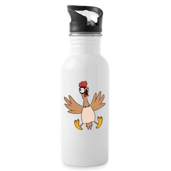Huhn - Trinkflasche mit integriertem Trinkhalm - Weiß - Rechts