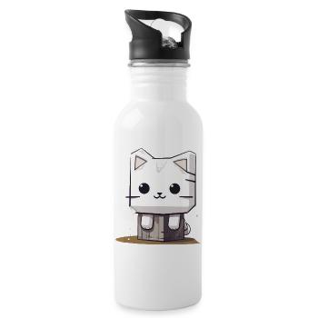 verträumte Marshmello Kitty "Sticky" - Trinkflasche mit integriertem Trinkhalm - Weiß - Rechts