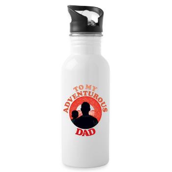 To My Adventurous Dad , Happy Fathers Day - Water bottle with straw - white - Right