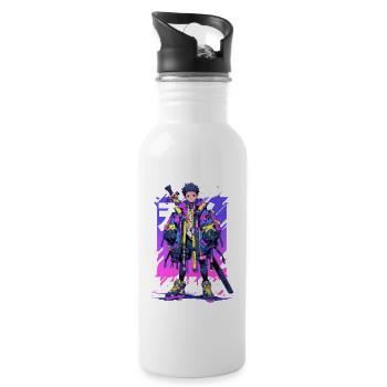 Shibuya: Cool Anime Boy avec épée japonaise - Gourde avec paille intégrée - blanc - Droite