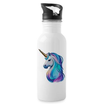 Magisches Einhorn eine zauberhafte Welt für Kinder - Trinkflasche mit integriertem Trinkhalm - Weiß - Rechts