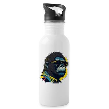 Gorilla with sunglasses - Water bottle with straw - white - Right