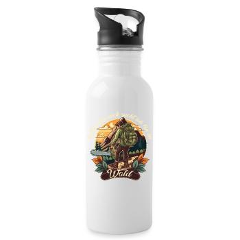 Ich bin im Wald Waldarbeiter Forstwirt Herren - Trinkflasche mit integriertem Trinkhalm - Weiß - Rechts