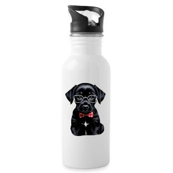 Hund - Trinkflasche mit integriertem Trinkhalm - Weiß - Rechts