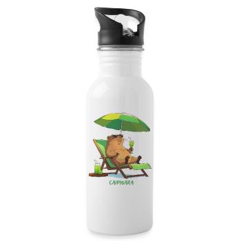 Motif du capybara d’été de Caipibara - Gourde avec paille intégrée - blanc - Droite