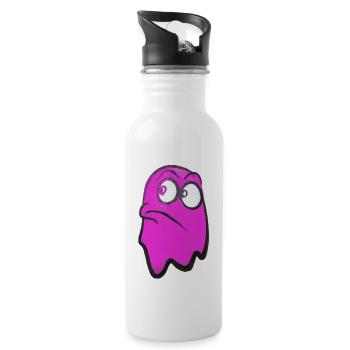 Funny grim-looking ghost in pink - Water bottle with straw - white - Right