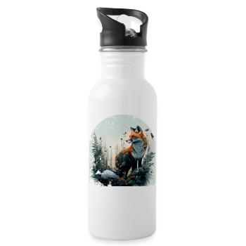 Fox Nature Forest Environmental Protection Climate Protection - Water bottle with straw - white - Right