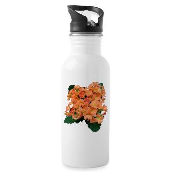 FLEURS PRINTANIÈRES (orange) - Gourde avec paille intégrée - blanc - Droite
