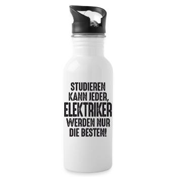 Studieren kann jeder Elektriker werden nur die - Trinkflasche mit integriertem Trinkhalm - Weiß - Rechts