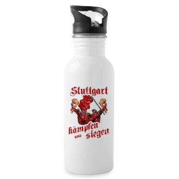 Stuttgart kämpfen und siegen - Trinkflasche mit integriertem Trinkhalm - Weiß - Rechts