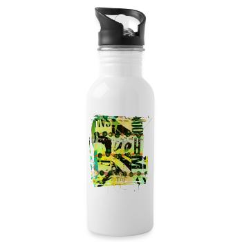 Newspaper Clips Scrapbook Magazines Alphabet Code - Water bottle with straw - white - Right