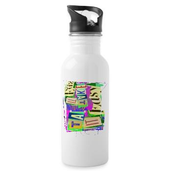 Newspaper Clips Scrapbook Magazines Alphabet Code - Water bottle with straw - white - Right
