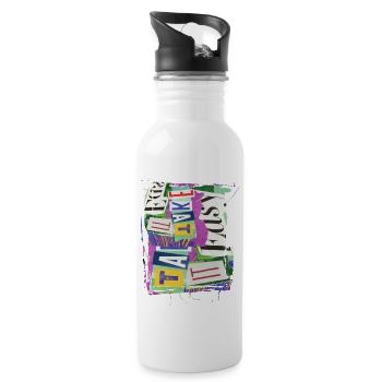 Newspaper Clips Scrapbook Magazines Alphabet Code - Water bottle with straw - white - Right