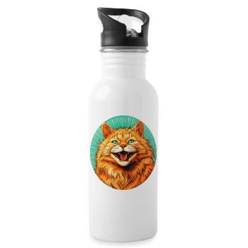 Funny kitty #cat - Water bottle with straw - white - Right