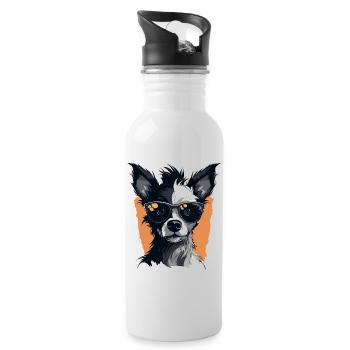 Dog Chihuahua Design - Water bottle with straw - white - Right