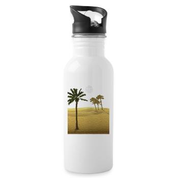 Palme in Wüste | Leinwand Struktur - Trinkflasche mit integriertem Trinkhalm - Weiß - Rechts