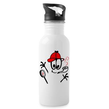 Detektiv  Comic - Trinkflasche mit integriertem Trinkhalm - Weiß - Rechts