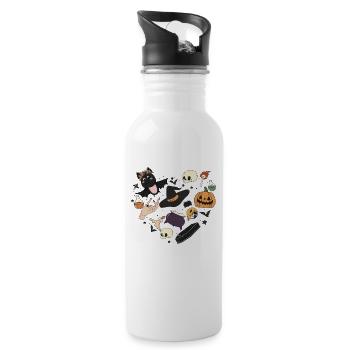Trick or Treat in Salem 1692 Halloween Heart - Water bottle with straw - white - Right