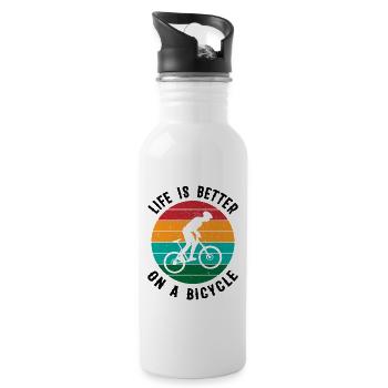 Fahrradliebe in Retro-Farben Vintage MTB Radler - Trinkflasche mit integriertem Trinkhalm - Weiß - Rechts