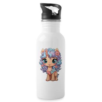 licorne douce - Licorne douce - licorne - Gourde avec paille intégrée - blanc - Droite