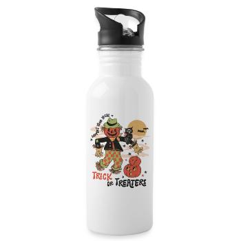 Halloween-Spaß mit gruseliger Retro-Vogelscheuche - Trinkflasche mit integriertem Trinkhalm - Weiß - Rechts