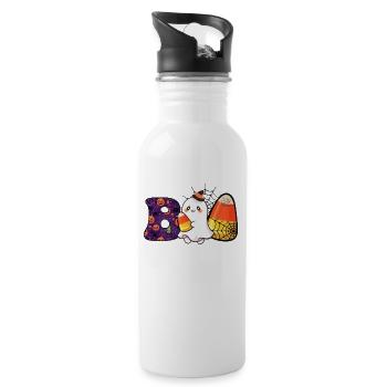 Boo Süßes oder Saures" Retro: Halloween Gespenst - Trinkflasche mit integriertem Trinkhalm - Weiß - Rechts