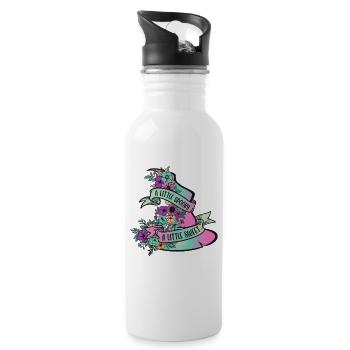 Cute witch hat with flowers: Halloween for women - Water bottle with straw - white - Right