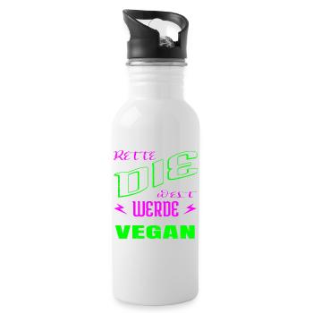 veganes essen geburtstagsgeschenkidee geschenk - Trinkflasche mit integriertem Trinkhalm - Weiß - Rechts
