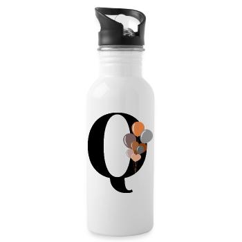 Buchstabe q Geburtstagsballon - Trinkflasche mit integriertem Trinkhalm - Weiß - Rechts