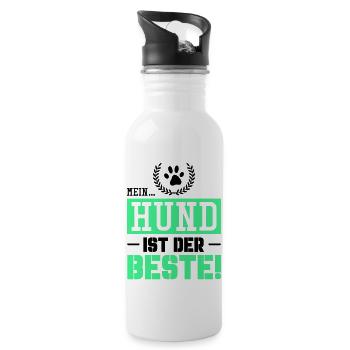 mein hund ist der beste - Trinkflasche mit integriertem Trinkhalm - Weiß - Rechts