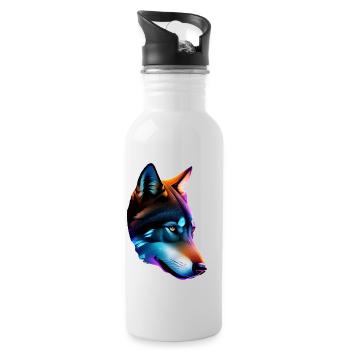 Wolf - Water bottle with straw - white - Right
