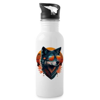 Wolf - Water bottle with straw - white - Right