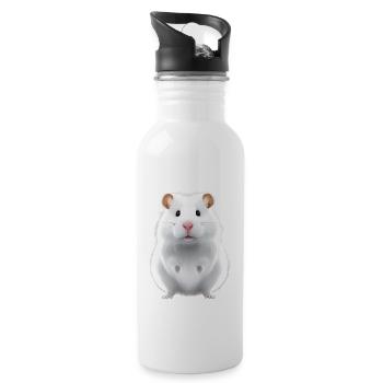 hamster mignon avec nœud papillon portrait peinture à l’huile sw - Gourde avec paille intégrée - blanc - Droite