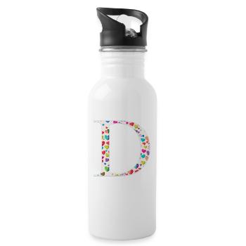 Modèle de cœur personnalisable Monogram D - Gourde avec paille intégrée - blanc - Droite
