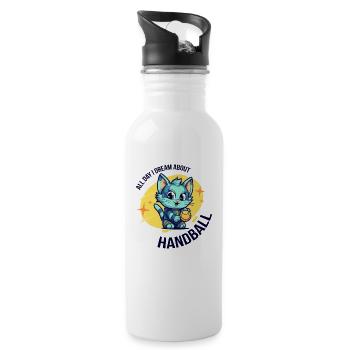 Joueur de handball Handball Handball Handball Cats - Gourde avec paille intégrée - blanc - Droite