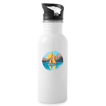 Sailboat Sailing Ship Sailing Yacht Vintage Sailing - Water bottle with straw - white - Right