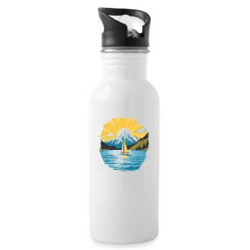 Sailboat Sailing Ship Sailing Yacht Vintage Sailing - Water bottle with straw - white - Right