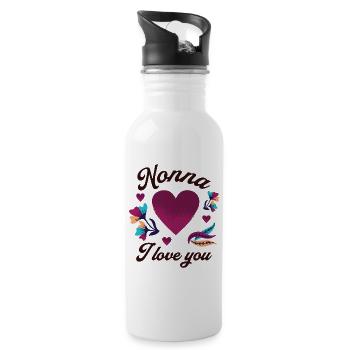 Nonna I love you, Grandmom I love you - Water bottle with straw - white - Right