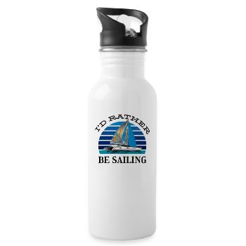 Catamaran boat sailboat sailing sailor - Water bottle with straw - white - Right