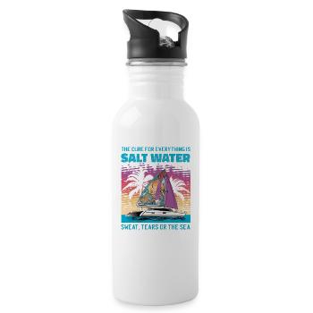 Catamaran boat sailboat sailing sailor - Water bottle with straw - white - Right
