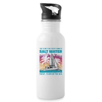 Segler Segelboot Segelschiff Segelyacht - Trinkflasche mit integriertem Trinkhalm - Weiß - Rechts