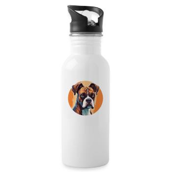 Boxer Dog Breeds Boxer Dogs Accessories Dog Owners - Water bottle with straw - white - Right