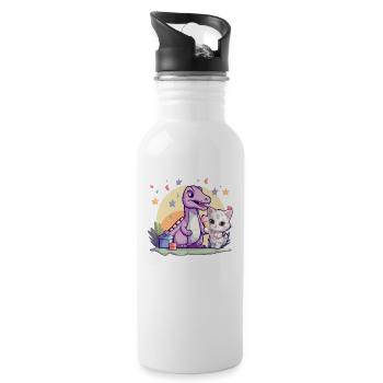 Chaton Chaton Fille Dinosaure Crème glacée - Gourde avec paille intégrée - blanc - Droite
