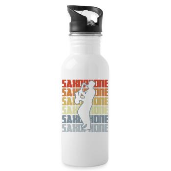 Vintage Saxophon - Trinkflasche mit integriertem Trinkhalm - Weiß - Rechts