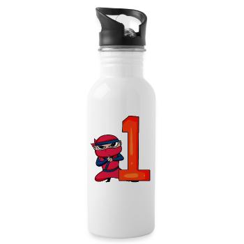 Garçon 1 An 1er Anniversaire Garçon Ninja - Gourde avec paille intégrée - blanc - Droite