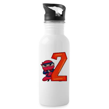 2ème anniversaire garçon 2 ans ninja - Gourde avec paille intégrée - blanc - Droite