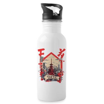 Tokyo - Trinkflasche mit integriertem Trinkhalm - Weiß - Rechts