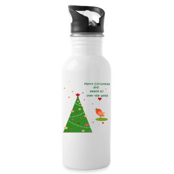 Joyeux Noël Paix - Gourde avec paille intégrée - blanc - Droite