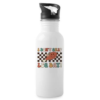 I Don't Skip Leg Day - Funny Retro Thanksgiving - Water bottle with straw - white - Right