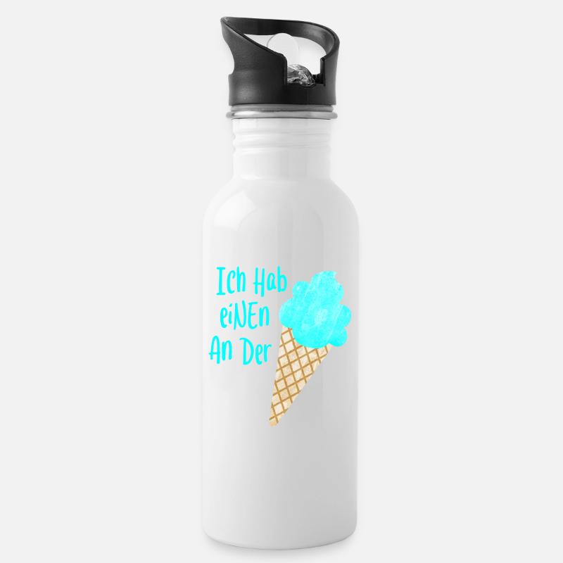Einen an der Waffel coole Sprüche Eis Sommer Fun - Trinkflasche mit integriertem Trinkhalm - Weiß